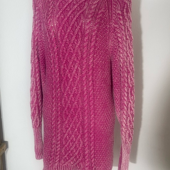 Free people sweater dress pink cable knit long sleeve pullover tunic size xs - Picture 2 of 8